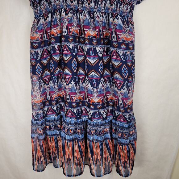 Old Navy blue southwestern print chiffon maxi dress Size XL Western Ranch Artsy - Picture 5 of 10